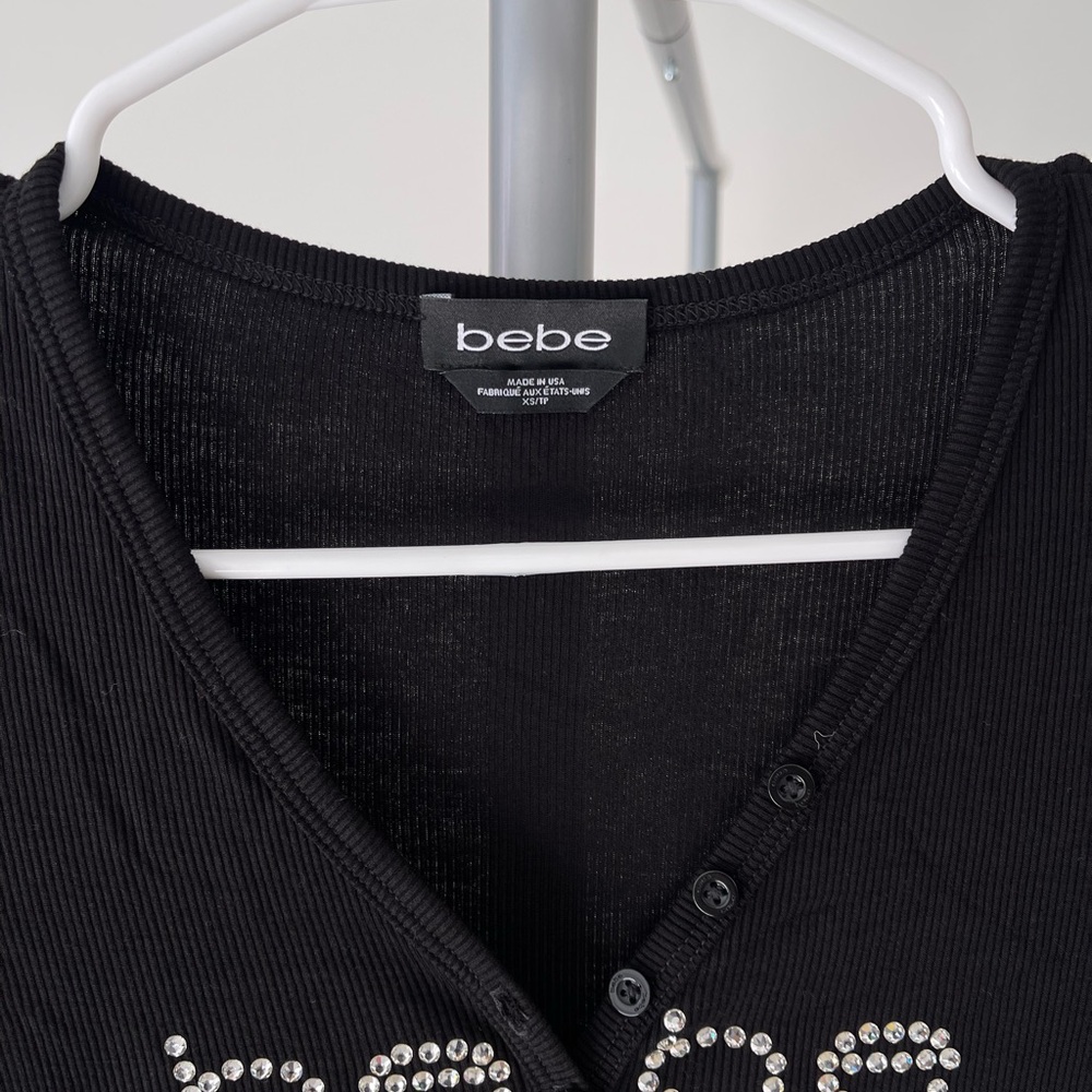 Bebe Black V-Neck dress with Sparkling Details